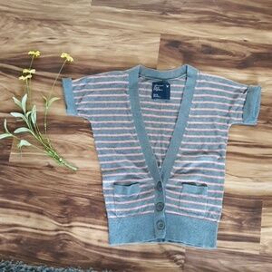 American Eagle coral and grey short sleeve sweater XS